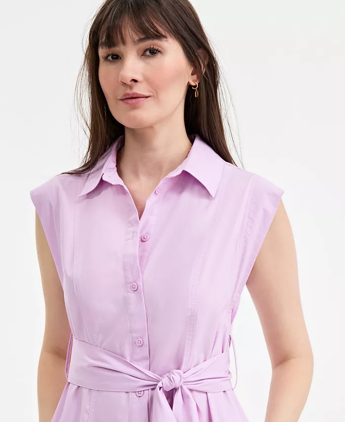 On 34th Women's Cotton Belted Midi Shirtdress Exclusively At Macy's Women's Fashion Shoes & Accessories