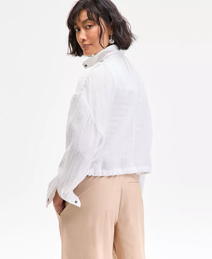 On 34th Women's Cotton Gauze Cropped Jacket Exclusively At Macy's Women's Fashion Shoes & Accessories