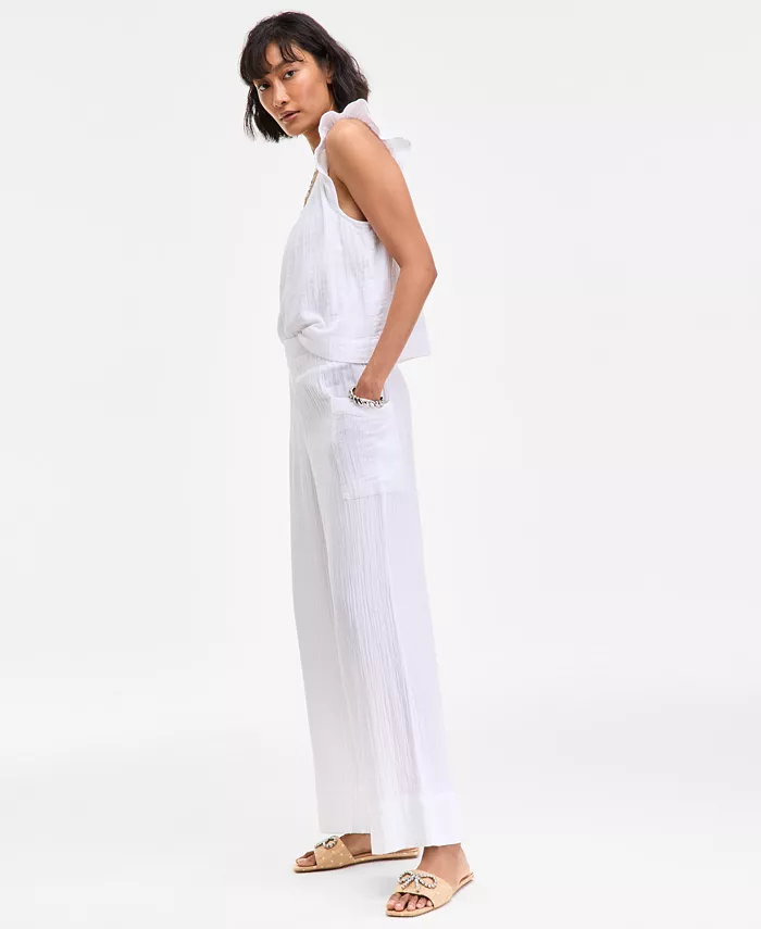 On 34th Women's Cotton Gauze Pull-On Pants Exclusively At Macy's Women's Fashion Shoes & Accessories