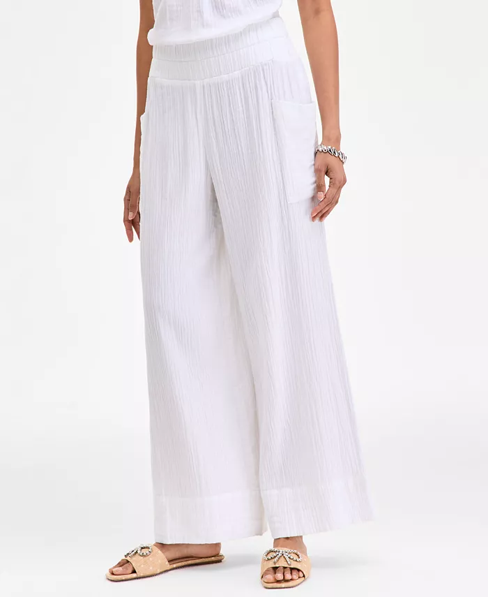 On 34th Women's Cotton Gauze Pull-On Pants Exclusively At Macy's Women's Fashion Shoes & Accessories