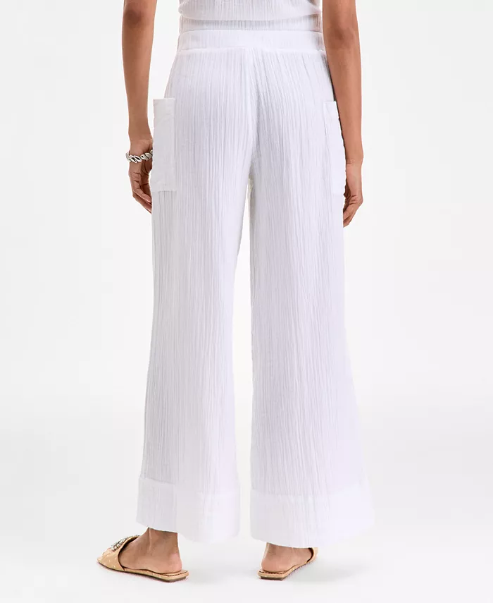 On 34th Women's Cotton Gauze Pull-On Pants Exclusively At Macy's Women's Fashion Shoes & Accessories