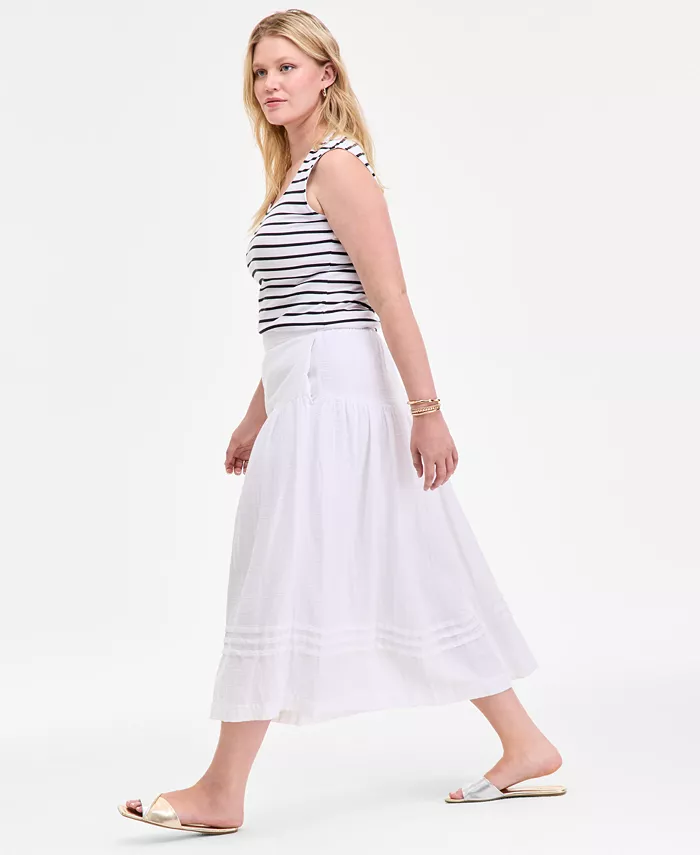 On 34th Women's Cotton Gauze Tiered Midi Skirt Exclusively At Macy's Women's Fashion Shoes & Accessories