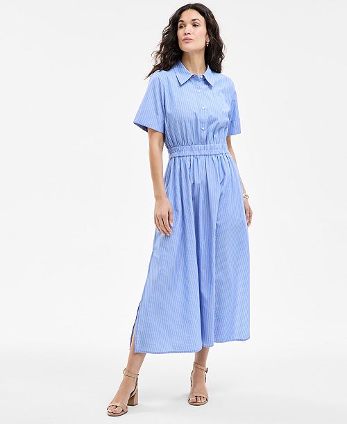 On 34th Women's Cotton Midi Shirtdress Exclusively at Macy's Women's Fashion Shoes & Accessories
