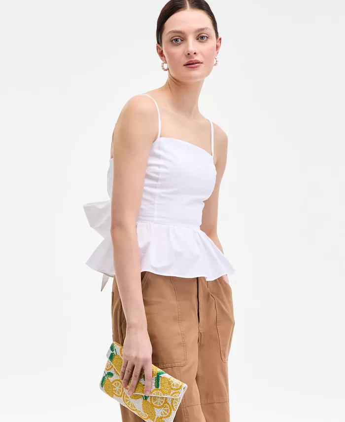 On 34th Women's Cotton Tie-Back Peplum Tank Exclusively At Macy's Women's Fashion Shoes & Accessories