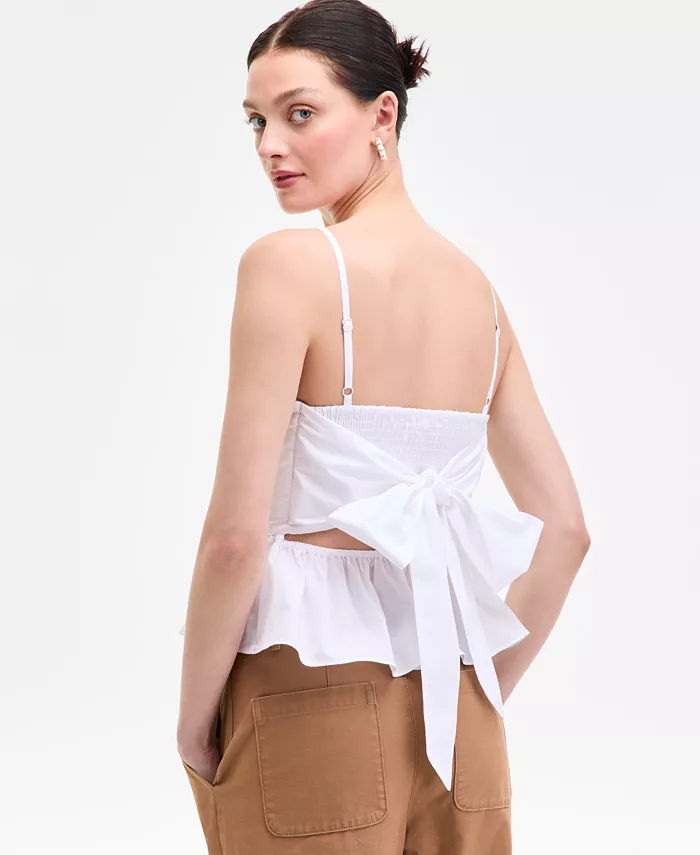 On 34th Women's Cotton Tie-Back Peplum Tank Exclusively At Macy's Women's Fashion Shoes & Accessories