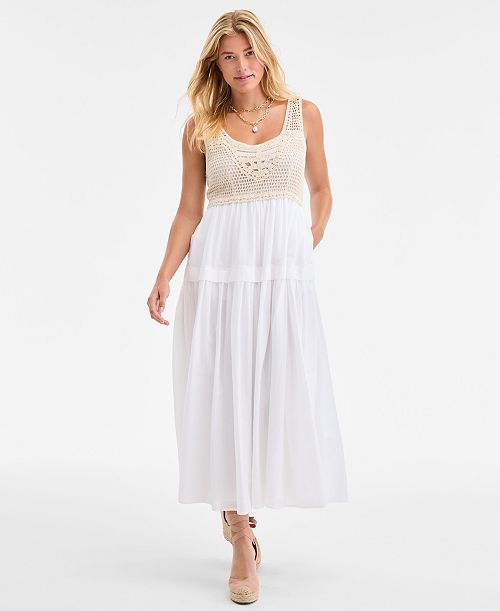 On 34th Women's Cotton Voile Crochet-Bodice Dress Exclusively at Macy's Women's Fashion Shoes & Accessories