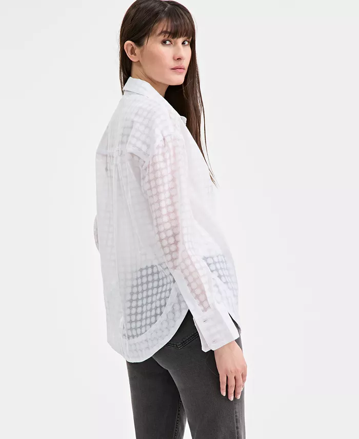 On 34th Women's Floral-Burnout Relaxed Blouse Exclusively At Macy's Women's Fashion Shoes & Accessories