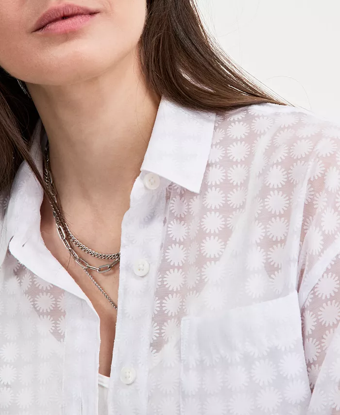 On 34th Women's Floral-Burnout Relaxed Blouse Exclusively At Macy's Women's Fashion Shoes & Accessories
