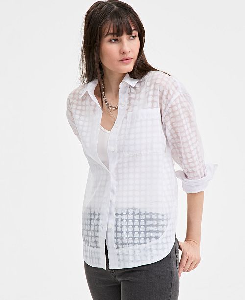 On 34th Women's Floral-Burnout Relaxed Blouse Exclusively at Macy's Women's Fashion Shoes & Accessories
