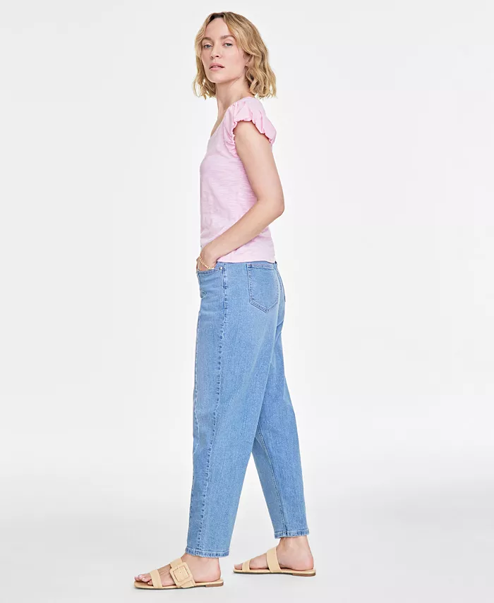 On 34th Women's High-Rise Barrel-Leg Jeans Exclusively At Macy's Women's Fashion Shoes & Accessories