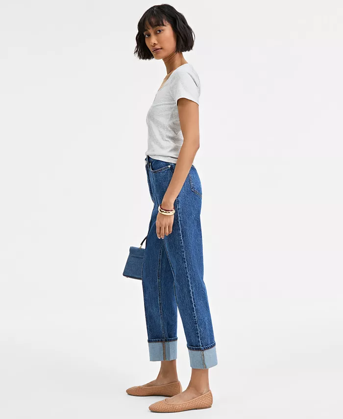 On 34th Women's High-Rise Cuffed Straight-Leg Jeans Exclusively At Macy's Women's Fashion Shoes & Accessories