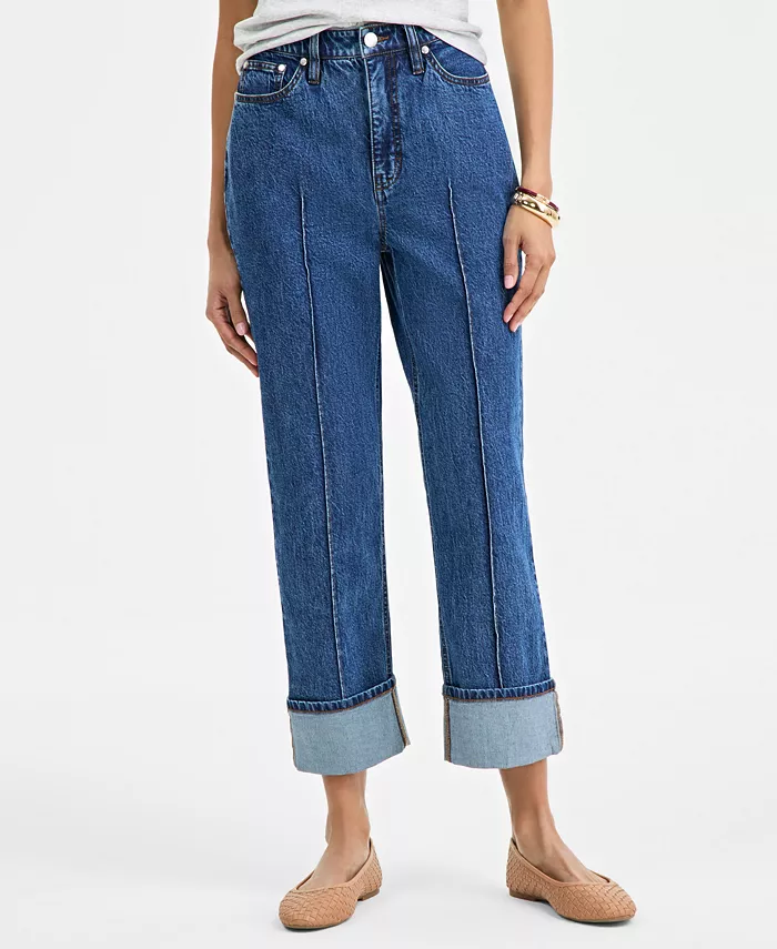 On 34th Women's High-Rise Cuffed Straight-Leg Jeans Exclusively At Macy's Women's Fashion Shoes & Accessories