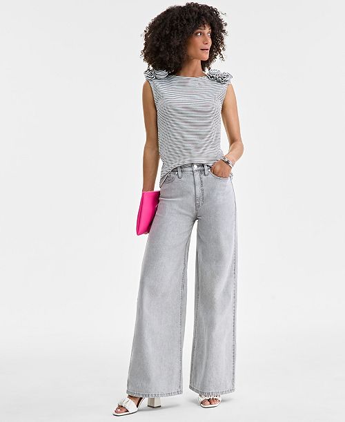 On 34th Women's High-Rise Wide-Leg Jeans Exclusively at Macy's Women's Fashion Shoes & Accessories
