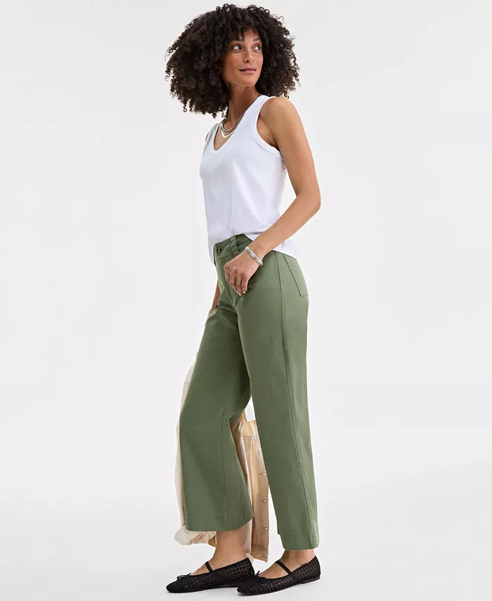On 34th Women's Mid Rise Cropped Wide-Leg Chino Pants Exclusively At Macy's Women's Fashion Shoes & Accessories