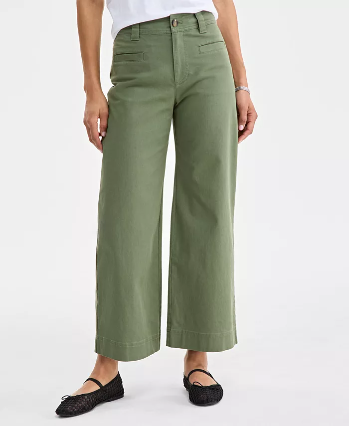 On 34th Women's Mid Rise Cropped Wide-Leg Chino Pants Exclusively At Macy's Women's Fashion Shoes & Accessories