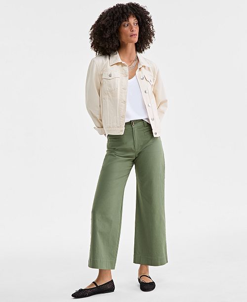 On 34th Women's Mid Rise Cropped Wide-Leg Chino Pants Exclusively at Macy's Women's Fashion Shoes & Accessories