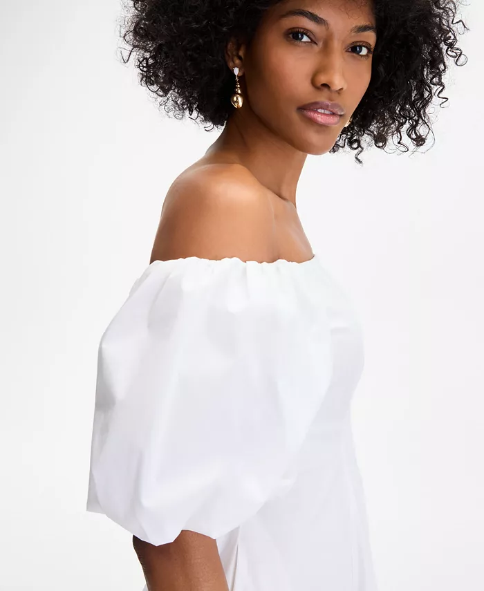On 34th Women's Off-The-Shoulder Puff-Sleeve Midi Dress Exclusively At Macy's Women's Fashion Shoes & Accessories