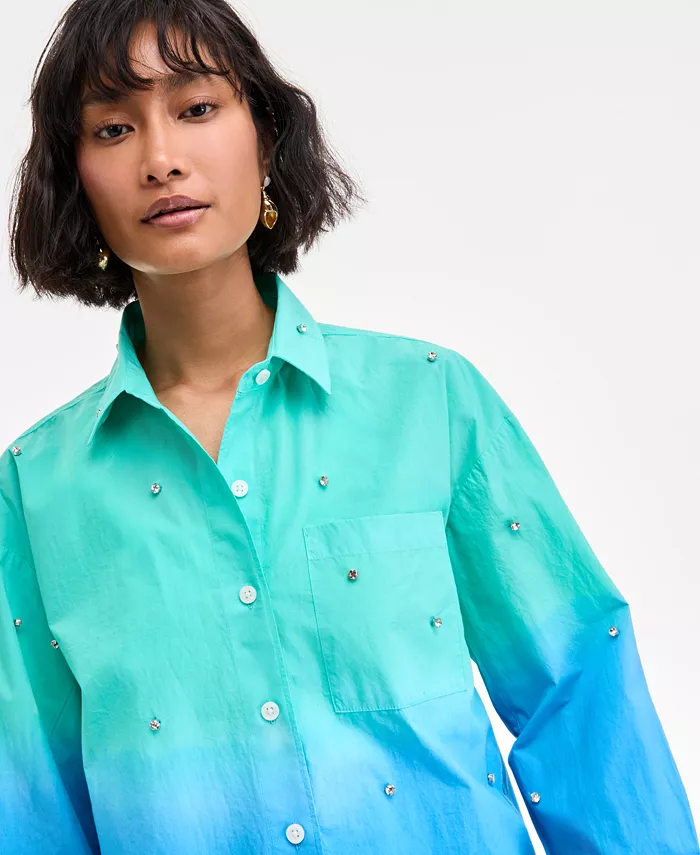 On 34th Women's Ombré Rhinestone Shirt Exclusively At Macy's Women's Fashion Shoes & Accessories