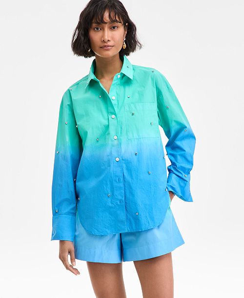 On 34th Women's Ombré Rhinestone Shirt Exclusively at Macy's Women's Fashion Shoes & Accessories