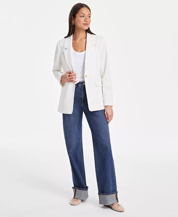 On 34th Women's Pinstripe Boyfriend Blazer Exclusively At Macy's Women's Fashion Shoes & Accessories