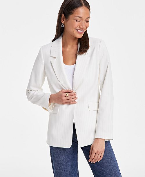 On 34th Women's Pinstripe Boyfriend Blazer Exclusively at Macy's Women's Fashion Shoes & Accessories