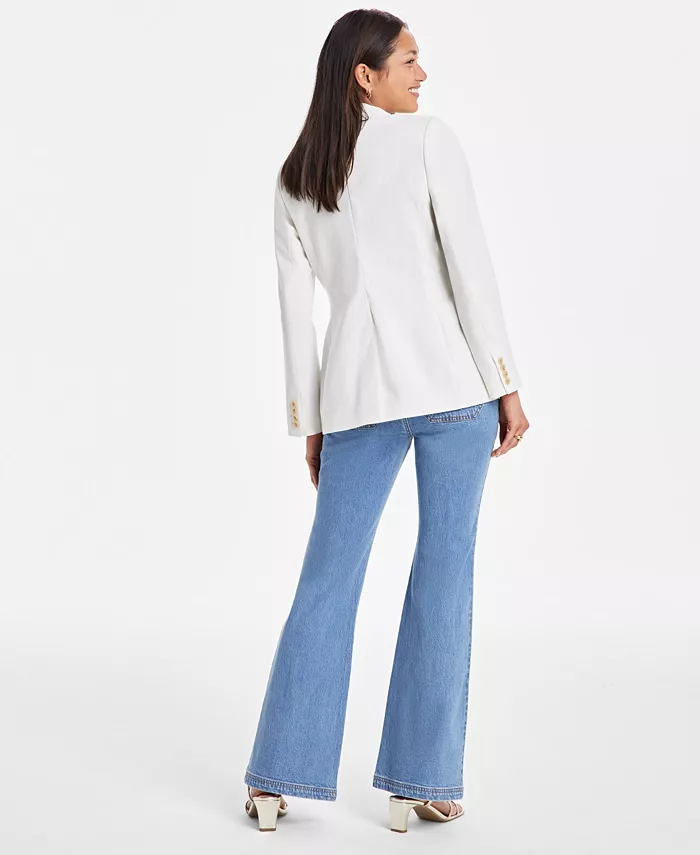 On 34th Women's Pinstripe Boyfriend Blazer Vest & Relaxed Flare Jeans Exclusively At Macy's Women's Fashion Shoes & Accessories