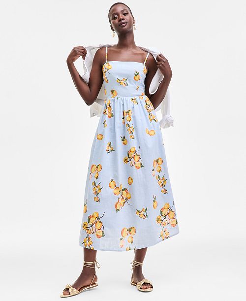 On 34th Women's Printed Cutout-Back Midi Dress Exclusively at Macy's Women's Fashion Shoes & Accessories