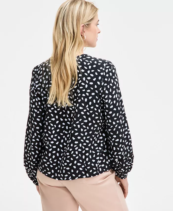 On 34th Women's Printed Pintuck Blouse Exclusively At Macy's Women's Fashion Shoes & Accessories