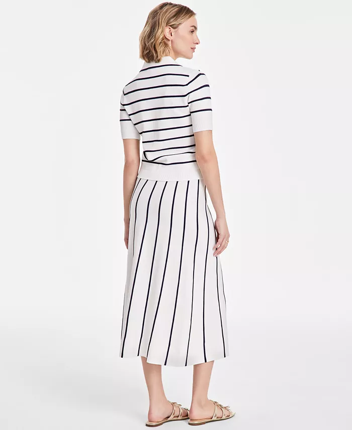 On 34th Women's Rib Stripe Polo Sweater & Knit Midi Skirt Exclusively At Macy's Women's Fashion Shoes & Accessories