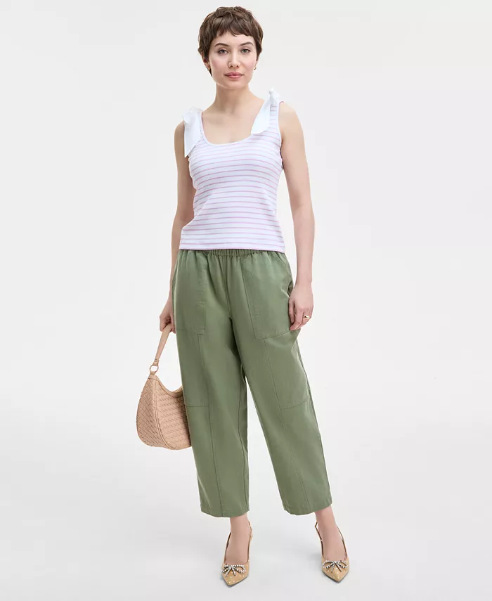 On 34th Women's Ribbed Bow-Shoulder Tank Top Exclusively At Macy's Women's Fashion Shoes & Accessories