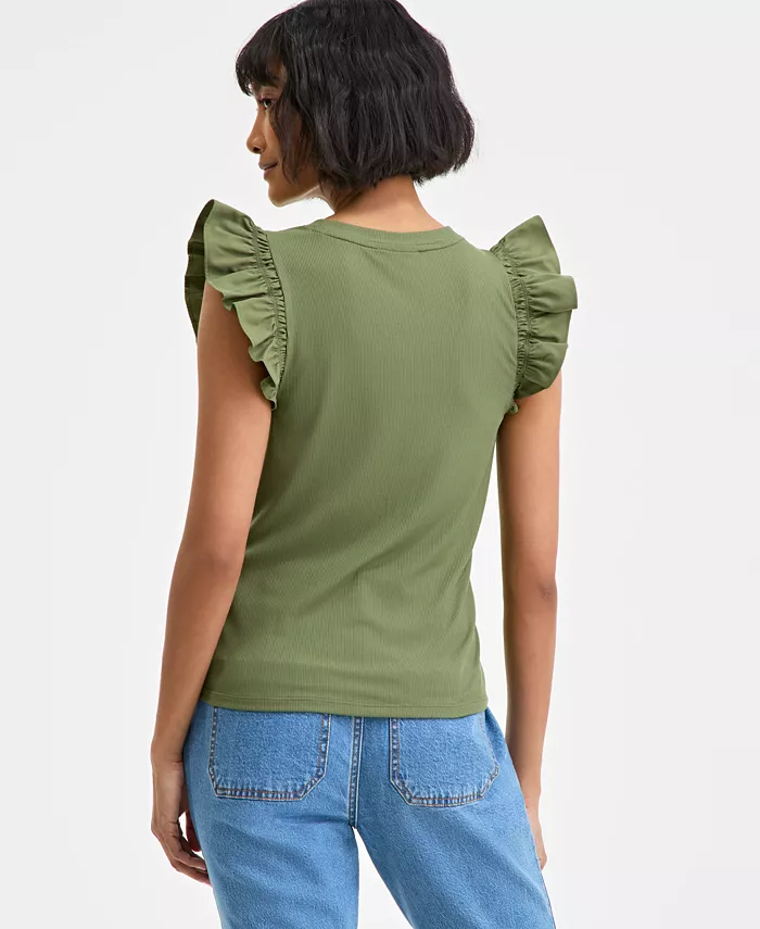On 34th Women's Ruffle-Sleeve Knit Top Created For Macy's Women's Fashion Shoes & Accessories