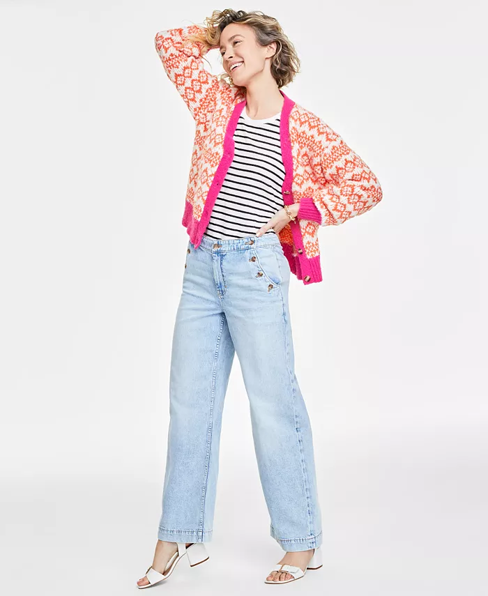 On 34th Women's Sailor High-Rise Wide-Leg Jeans Regular & Short Created For Macy's Women's Fashion Shoes & Accessories