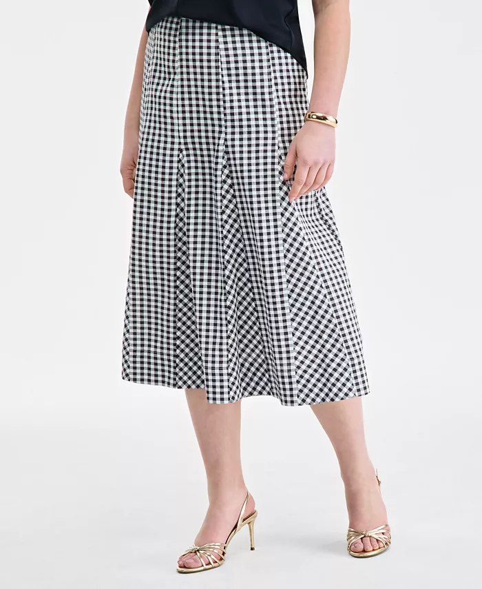 On 34th Women's Seersucker Gingham Midi Skirt Exclusively At Macy's Women's Fashion Shoes & Accessories