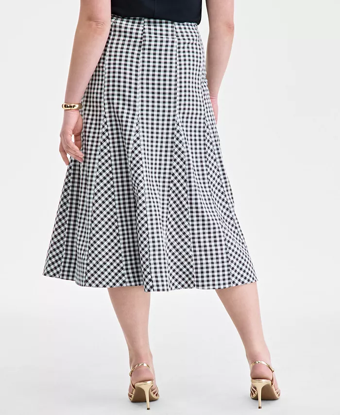 On 34th Women's Seersucker Gingham Midi Skirt Exclusively At Macy's Women's Fashion Shoes & Accessories