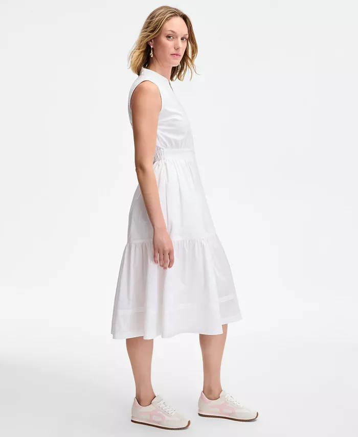 On 34th Women's Sleeveless Tiered Midi Shirtdress Exclusively At Macy's Women's Fashion Shoes & Accessories