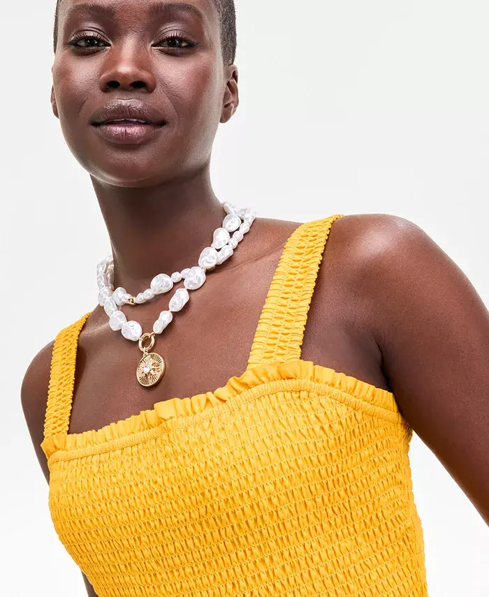 On 34th Women's Smocked Embroidered Eyelet Midi Dress Exclusively At Macy's Women's Fashion Shoes & Accessories