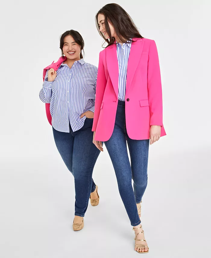 On 34th Women's Solid One-Button Boyfriend Blazer Created For Macy's Women's Fashion Shoes & Accessories