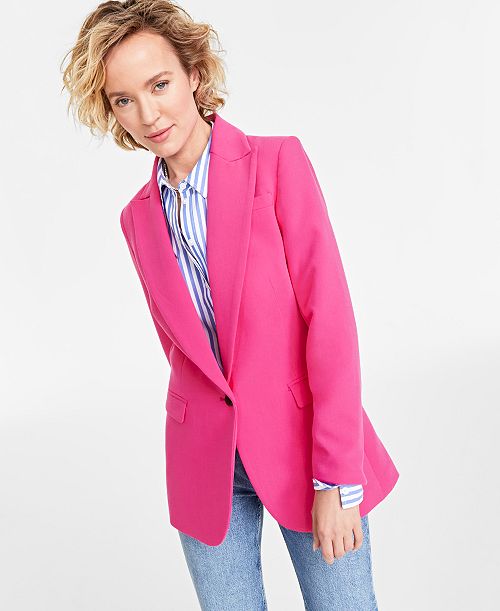 On 34th Women's Solid One-Button Boyfriend Blazer Created for Macy's Women's Fashion Shoes & Accessories