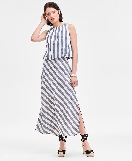 On 34th Women's Striped Maxi Skirt Exclusively at Macy's Women's Fashion Shoes & Accessories