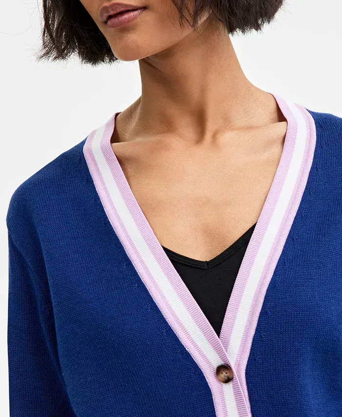 On 34th Women's Tipped Boyfriend Cardigan Exclusively At Macy's Women's Fashion Shoes & Accessories