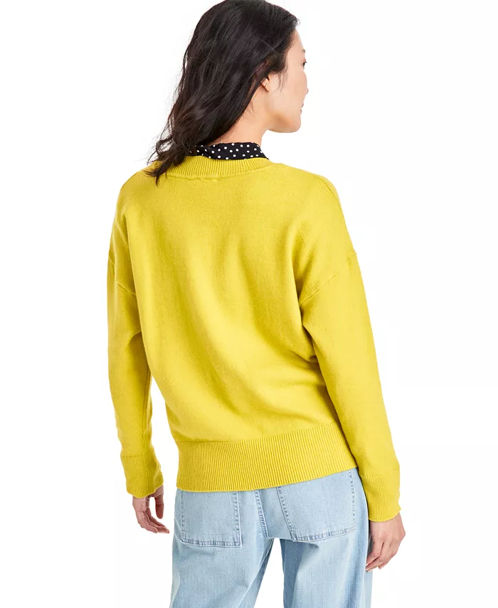 On 34th Women's V-Neck Dropped-Shoulder Sweater Created For Macy's Women's Fashion Shoes & Accessories
