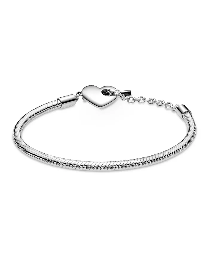 Pandora Moments Heart T-Bar Snake Chain Bracelet Jewelry & Watches