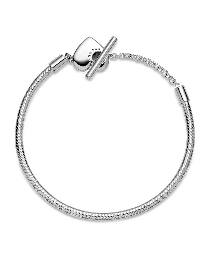 Pandora Moments Heart T-Bar Snake Chain Bracelet Jewelry & Watches