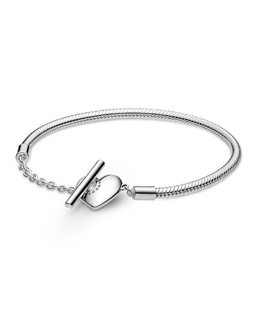 Pandora Moments Heart T-Bar Snake Chain Bracelet Jewelry & Watches