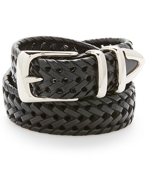 Perry Ellis Portfolio Men's Leather Braided Belt Men's Fashion & Accessories