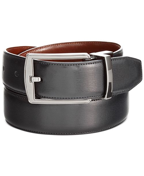 Perry Ellis Portfolio Men's Reversible Feather Stitch-Edge Belt Men's Fashion & Accessories