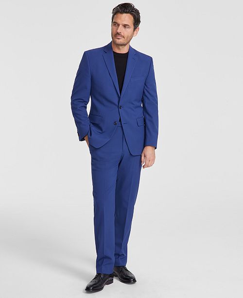 Perry Ellis Portfolio Perry Ellis Men's Modern-Fit Solid Nested Suit Men's Fashion & Accessories