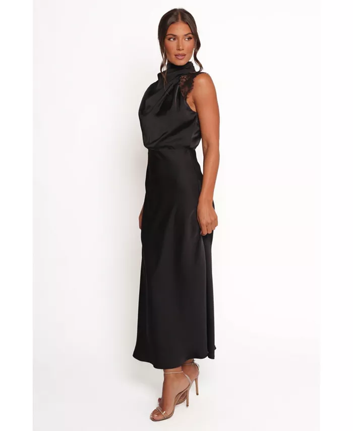 Petal And Pup Women's Anabelle Halter Neck Lace Maxi Dress Women's Fashion Shoes & Accessories