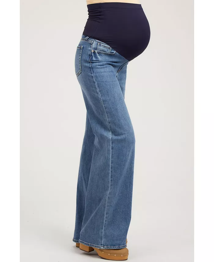 Pinkblush Blue Wide Leg Maternity Jeans Women's Fashion Shoes & Accessories