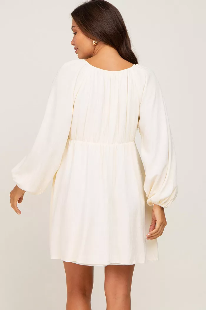 Pinkblush Maternity Beige Crochet Lace Button Front Dress Women's Fashion Shoes & Accessories